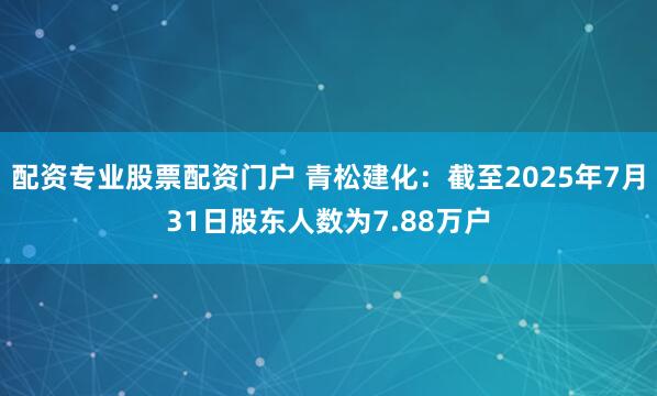 配资专业股票配资门户 青松建化：截至2025年7月31日股东人数为7.88万户
